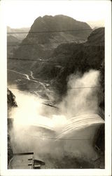 Aerial View Hoover Dam with Jets of Water Aerial View Hoover Dam with Jets of Water