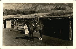 Cowboy on a Horse Valley, WY Postcard Postcard Postcard