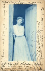 Women Standing in Kitchen Doorway Postcard