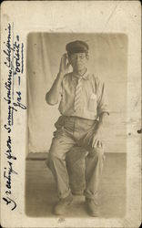 Man in Uniform Saluting - Postmaster? Postcard