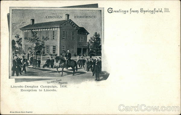 Illustration - Lincoln Residence, Lincoln-Douglas Campaign 1856 Reception Springfield Illinois