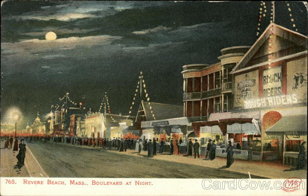 Boulevard at Night Revere Beach Massachusetts
