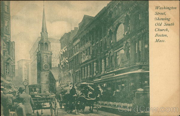 Washington Street, Showing Old South Church Boston Massachusetts
