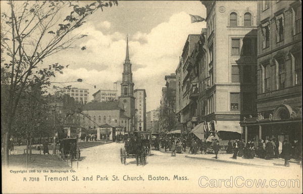 Tremont St. and Park St. Church Boston Massachusetts
