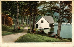 Boat House in White Mountains, Echo Lake Postcard