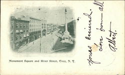 Monument Square and River Street Troy, NY Postcard Postcard 