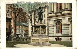 Benjamin Franklin Monument Boston, MA Postcard Postcard Postcard