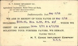 H.T. Conde Implement Co. Indianapolis, IN Postcard Postcard Postcard