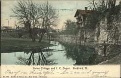 Swiss Cottage and I.C. Depot Rockford, IL Postcard Postcard Postcard
