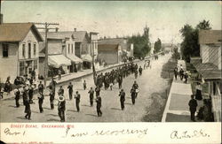Street Scene - Marching Band Postcard