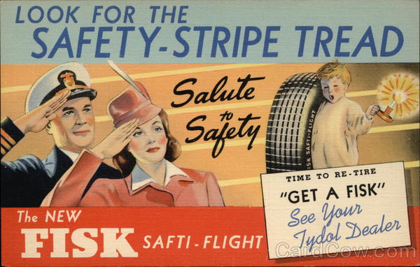 Rare: Look For the Safety-Stripe Tread - Fisk Safti-Flight Tires
