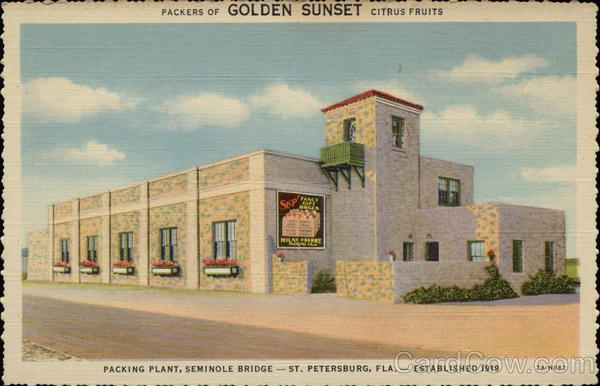 Milne-O'Berry Packing Company, Packers of Golden Sunset Citrus Fruits St. Petersburg Florida