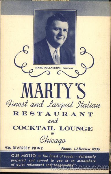 Marty's, Famous for Fine Foods Chicago Illinois