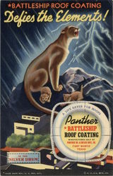 Rare: Panther Battleship Roof Coating Postcard