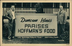Duncan Hines Praises Hoffman's Food, Lee Hoffman Famous Food Postcard