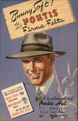 1940's Hat Advertising: Bunny Soft! The New Portis Firma-Felts Postcard