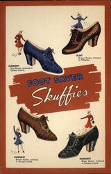 Skuffies Foot Saver Shoe Advertising 1940's Postcard