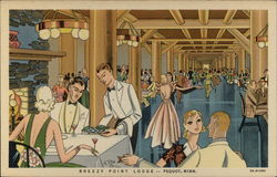 Breezy Point Lodge - Art Deco Postcard