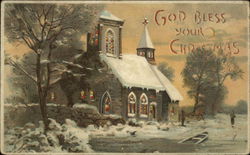 Snowy church Postcard