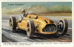 Lago Talbot, Formula 1, Manufactured in France Auto Racing Postcard Postcard