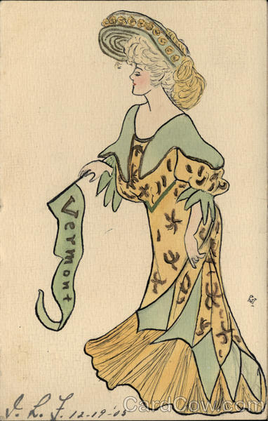 University of Vermont College Girl - Hand Drawn? College Girls