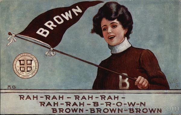 Brown University Girl with Flag Providence Rhode Island