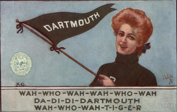 Dartmouth College Girl with Flag A. G. College Girls