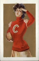 Cornell College Girl Postcard