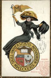 University of Missouri College Girl Postcard