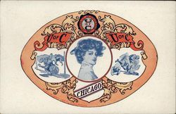 University of Chicago College Girl and School Emblem College Girls Postcard Postcard Postcard