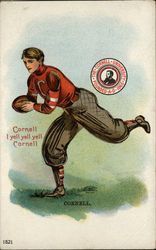 Cornell University Football Player and School Seal Postcard