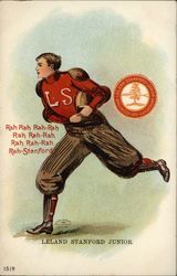 Stanford University Football Player and School Seal Postcard