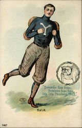 Yale University Football Player and Bulldog Mascot Postcard