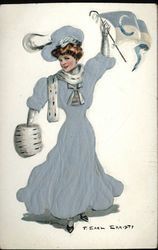 Columbia University College Girl Postcard