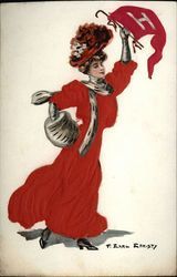 Harvard University College Girl Postcard