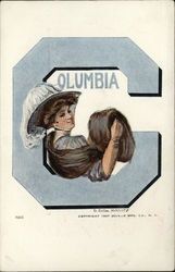 Columbia University College Girl Postcard