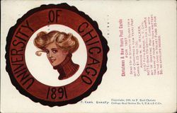 University of Chicago College Girl Postcard