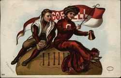 Cornell University Couple on Football Postcard