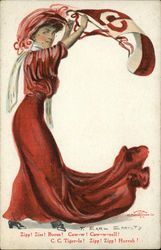 Cornell University College Girl Postcard