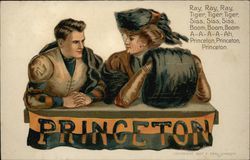 Princeton University Girl & Football Player Postcard