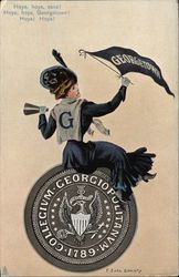Georgetown University College Girl and School Seal Postcard