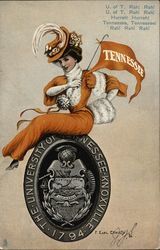 University of Tennessee College Girl Postcard