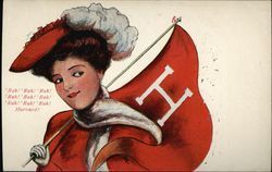 Harvard University Girl with Flag Postcard