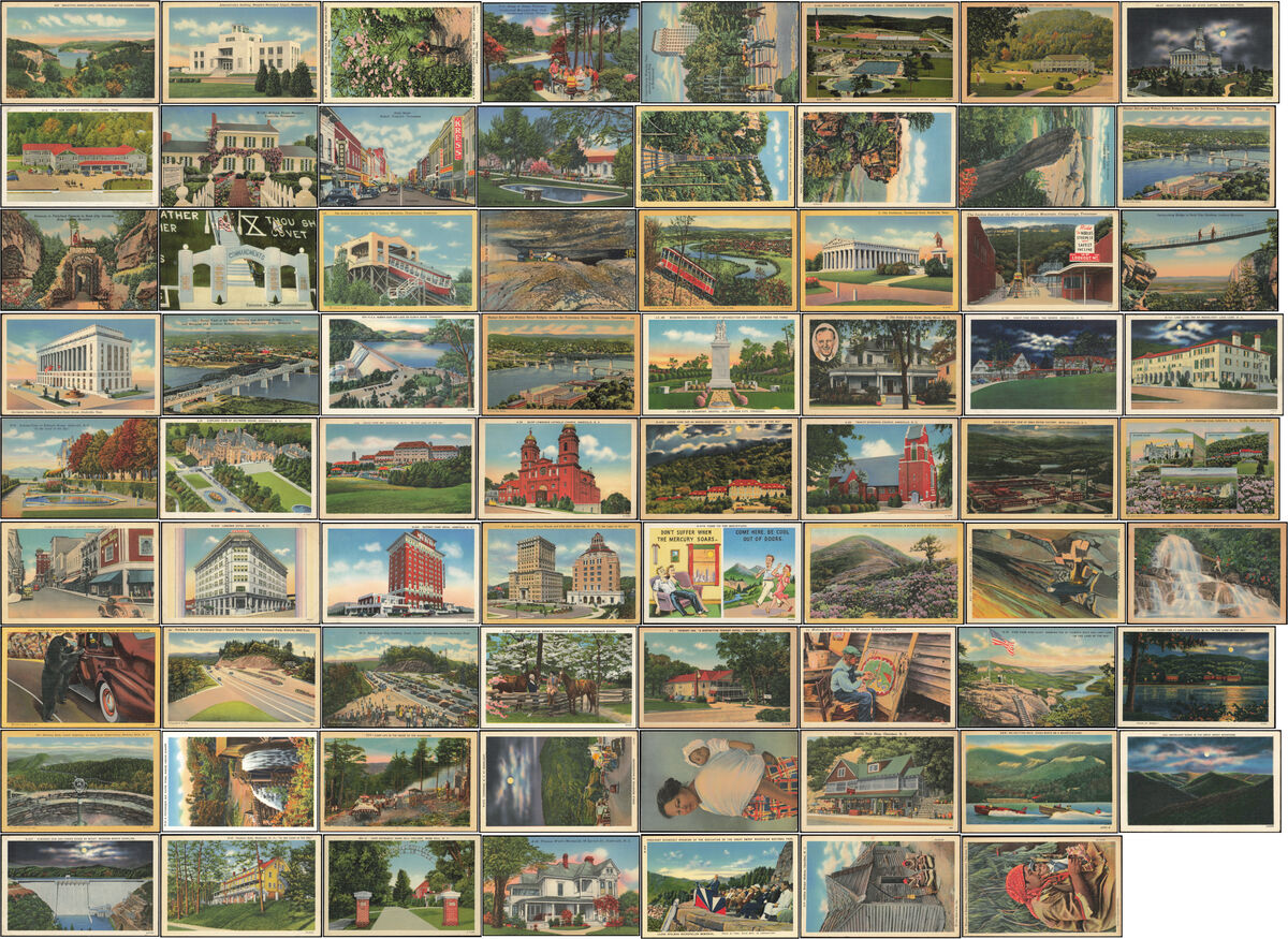 Lot of 71 Vintage TN & NC Postcards - Great Smoky Mts, Asheville, Chattanooga