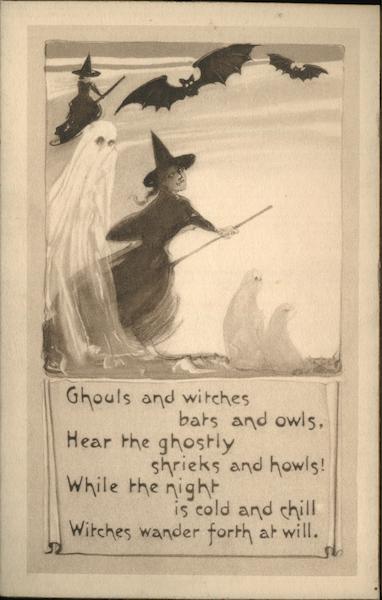 Witches, Ghosts and Bats Flying Halloween