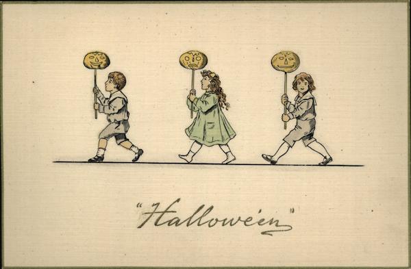 Children with JOL's on Sticks Halloween