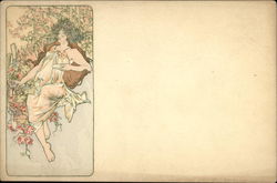 Original Alphonse Mucha Postcard Art Nouveau Postcard Postcard