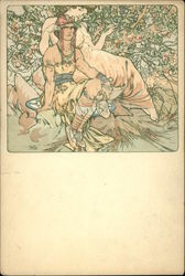Original Alphonse Mucha Postcard Art Nouveau Postcard Postcard