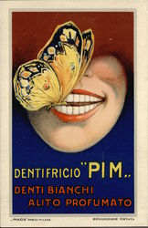 Butterfly on Shining White Teeth Advert Toothpaste Advertising Postcard Postcard