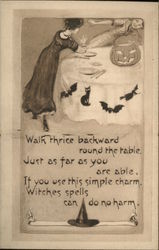 Girls at Halloween Party Table JOL Postcard
